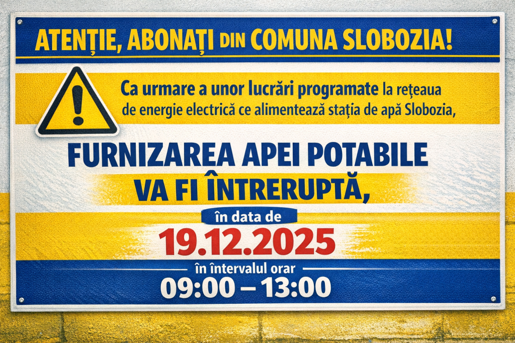 În atenția abonaților din Comuna Slobozia