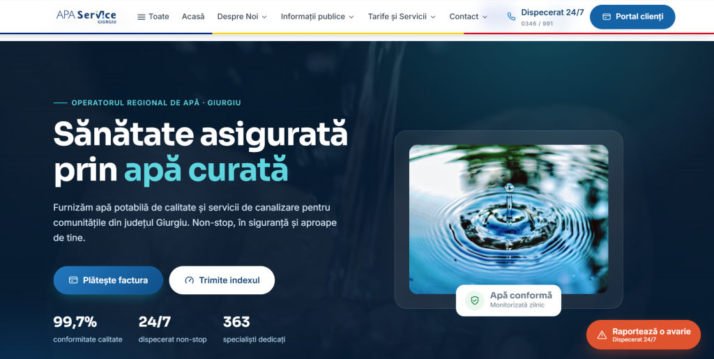 Site-ul APA SERVICE Giurgiu are o nouă înfățișare!