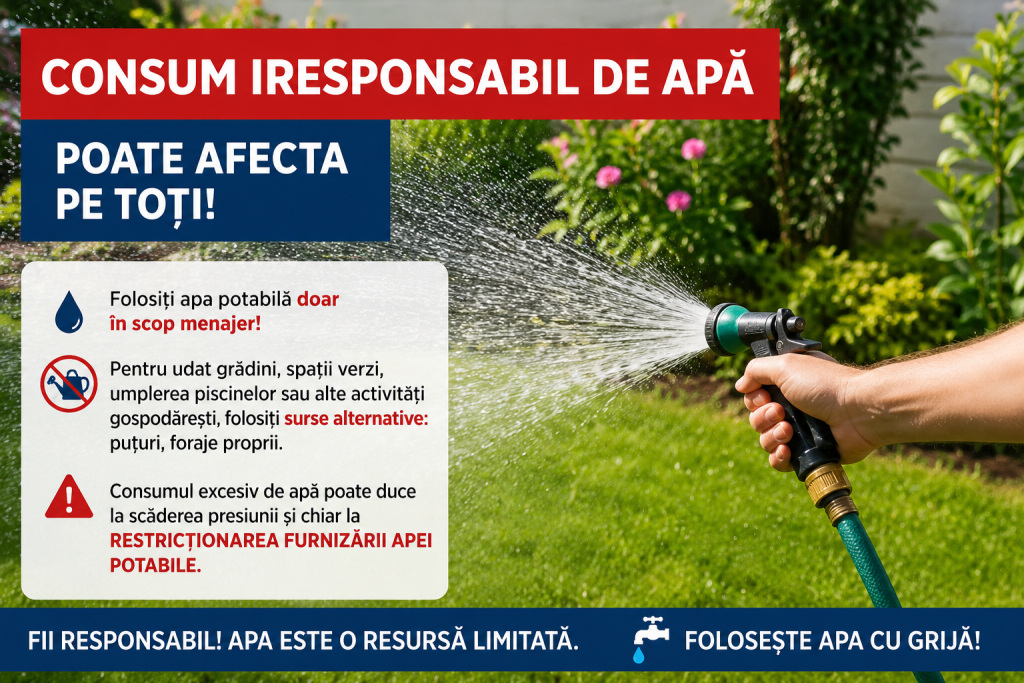 Apel urgent pentru reducerea consumului de apă potabilă în Bolintin-Vale